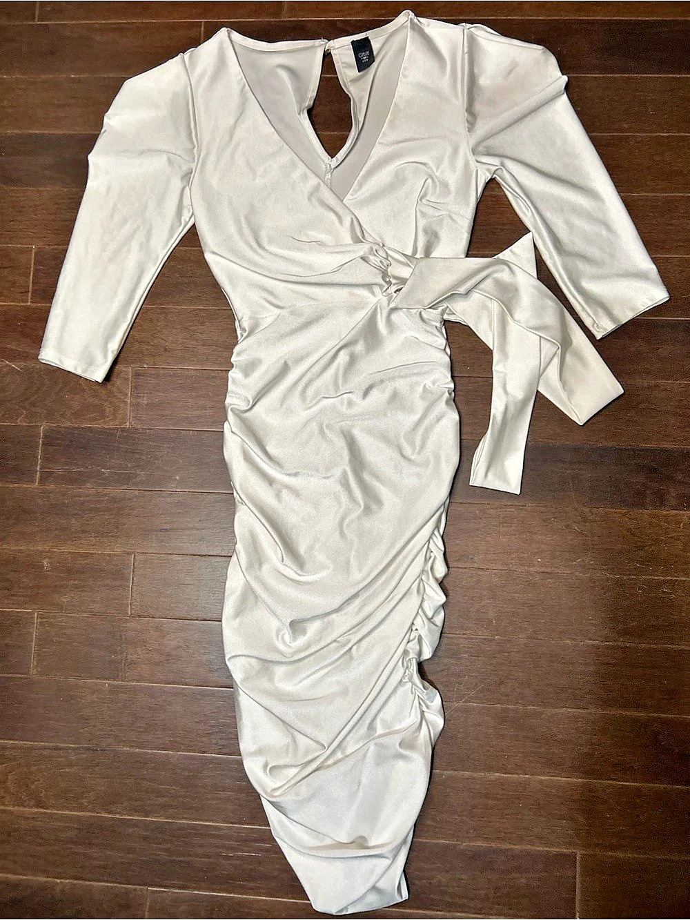GIBIU Ruched Maxi Dress in White Like New